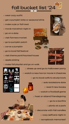 the fall bucket list is filled with things to do for halloween and other fun activities