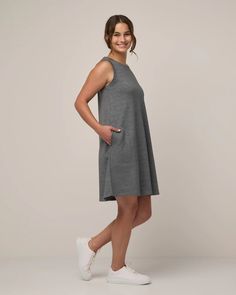 Sierra Merino Wool Tank Dress - Charcoal Heather - wool& Wool Dresses, Merino Wool Dress, Silhouette Dress, Next Dresses, Black Tank Dress, French Terry Fabric, Fabulous Dresses, Layer Dress, Dress Silhouette