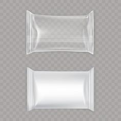 two white plastic bags with zippers on transparent background