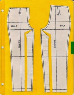 the front and back view of a sewing pattern for a women's pants, with measurements