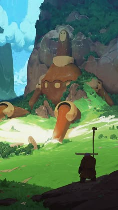 ArtStation - Ancient robot, Allon Kremer Ancient Robot, Fantasy Art Landscapes, Landscape Illustration, Environment Concept Art, Environmental Art, Game Artwork, Art And Technology