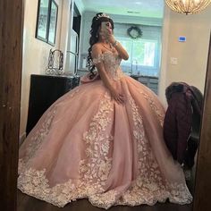 Light Pink Quinceanera Dresses with Bow Lace Appliques Sweet 15 16 Ball Gowns | eBay Light Pink Quinceanera, Light Pink Quinceanera Dresses, Pink Quinceanera Dresses, Quince Party, Dresses With Bow, Xv Dresses, Pink Quinceanera, Quinceanera Pink, Quinceanera Themes Dresses