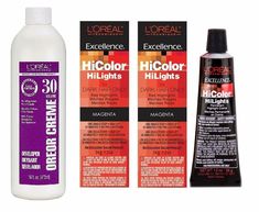 HiColor Highlight Red Highlights are for Dark Hair Only. It is a one-step high lift that only takes 30 minutes. The 30 Volume Oreor Creme Developer is for lifting up to 3 levels and provides beautiful, uniform, color results. *All of our products are 100% authentic, and we receive our products directly from the manufacturer or a trusted vendor. A full refund guaranteed for a inauthentic/broken/wrong product. Red Highlights, L Oreal, Dark Hair, First Step, 30 Minutes, Shampoo Bottle, Highlights, Personal Care, Cream