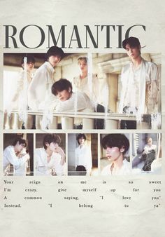 an ad for romantic magazine with images of young men