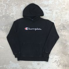 Champion Men's Pullover Hoodie Script Size Medium Black Spell Out. Condition is "Pre-owned". Shipped with USPS Priority Mail. Black Vintage Hoodie With Letter Print, Vintage Black Hoodie With Letter Print, Vintage Black Hoodie For Winter, Vintage Black Sweatshirt For Winter, Vintage Black Winter Hoodie, Black Vintage Cotton Hoodie, Vintage Black Cotton Hoodie, Vintage Hoodie With Adjustable Hood For Streetwear, Vintage Washed Black Hoodie With Drawstring