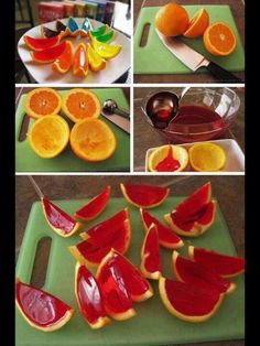 oranges cut up and placed on cutting boards