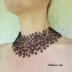 Unique Statement Necklace, Wire Crochet Jewelry, Geometric Fashion, Original Necklace, Black Choker Necklace, Wire Crochet, Black Choker, Choker Necklaces, Stunning Necklace