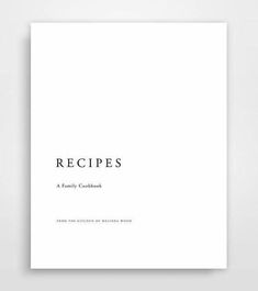 a cookbook with the words recipes written in black and white on top of it