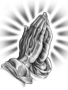 a drawing of hands folded in prayer