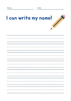 i can write my name worksheet with pencils and paper for writing letters