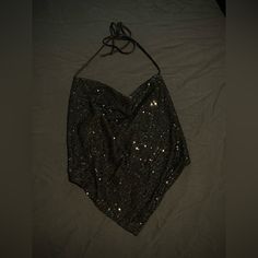 Never Worn/Size S/All Sequins And Ties In Great Condition Glamorous Black Halter Top For Evening, Glamorous Black Halter Top For Club, Glamorous Black Halter Top For Party, Glamorous Black Halter Neck Top, Sequin Halter Top, Sequin Halter, Halter Top, Sequin, Womens Tops