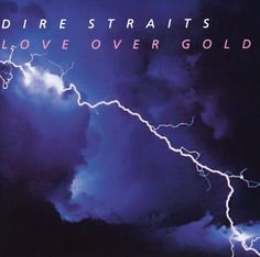 the album cover for diree strats'love over gold, which features lightning