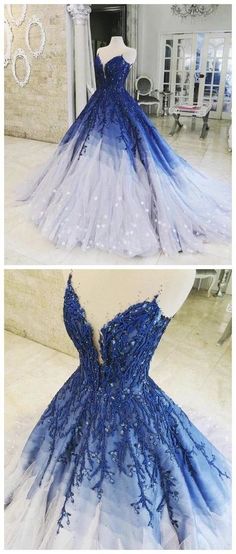 Royal Blue Prom Dresses Long, Ombre Prom Dress, Blue Prom Dresses Long, Royal Blue Ball Gown, Dress With Applique, Fatloss Transformation, Royal Blue Prom, Blue Prom Dresses, Ombre Prom Dresses