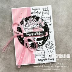 a handmade birthday card with pink ribbon