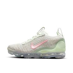 Grade School Nike Air Vapormax 2021 FK Sail/Pink Foam-Honeydew Size: 6.  Color: Multicolor.  Gender: female.  Age Group: kids. Casual Pink Fade-resistant Sneakers, Pink Breathable Sneakers For Sportswear, Pink Breathable Sneakers For Spring, Pink Sneakers For Light Sports In Spring, Nike Air Vapormax 2021 Fk, Air Shoes, Nike Air Shoes, Air Vapormax, Nike Air Vapormax