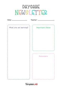 a printable day care news letter for teachers