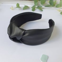 Make your image standout with that top knotted imitation leather headband. 🌻 Top knotted headband from a beautiful highest quality imitation leather. Attached to the headband plastic base 3.8 cm wide covered with velvet. The headband is sewn with a sewing machine and by hand. No glue is used. Vegan friendly. This eco leather is soft and durability. Hairband can be selected from any of the available colors.  🌻 Each hair accessory is special to me as for those wearing them. All items are suitabl Black Matching Headband Hair Accessory, Formal Black Adjustable Headband, Adjustable Black Handmade Headband, Chic Black Adjustable Headband, Black Padded Headband, Baltic Countries, Leather Headbands, Top Knot Headbands, You Are Special