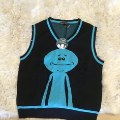 Dolls Kill X Rick And Morty Meseeks And Destroy Intarsia Sweater Vest Size Xxl New Sold Out Cotton Dolls Kill X Rick And Morty Meseeks And Destroy Intarsia Sweater Vest Cuz Look At Me! I'm Mr. Meseeks! Besides Going Insane Helping You Play Golf, Celebrate The Universe's Ultimate Helper With This Sweater Vest That Has A Knit Construction, A V-Neckline, A Ribbed Hem, An Intarsia Graphic Design Of Mr. Meseeks On The Front, "Existence Is Pain" In The Back, And An Oversized Fit. Intarsia Sweater, Fuzzy Sweater, New Dolls, Summer Fits, Play Golf, Knit Crop, Rick And Morty, Oversized Sweater, Look At Me