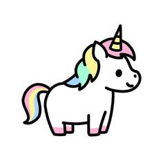 a drawing of a unicorn with a rainbow mane