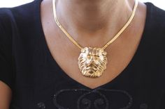 LION Necklace, Lion Women Necklace,Lion Chunky Choker, Vintage Style Lions Necklace, Gold Trendy Statement, Large Lion Pendant, Gift For her Details of item: Metal: 24 gold plated  Length of chain:18 inches pendant size  2*1.8 inches The necklace will be packed in a gift box. Ready to ship 1-3 days, FOR MY SHOP COLLECTION HERE: https://www.etsy.com/il-en/shop/Rebekajewelry1?ref=shopsection_shophome_leftnav Lion Necklace Mens, Lion Head Jewelry, Lioness Necklace, Stackable Necklaces, Gold Lion Pendant Jewelry, Chunky Choker, Lion Necklace, Handmade Pendant Necklace, Lion Pendant