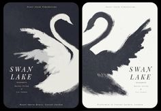 two black and white books with swans on them