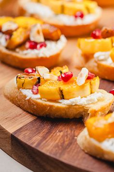 some bread with fruit on it and other toppings