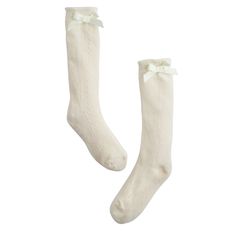 Little English girls pointelle knee high sock with bow in ivory November Mood, High Socks Outfits, Bow Socks, Pretty Socks, Ruffled Socks, Sock Outfits, Christmas Clothes, Digital Closet, Cute Socks