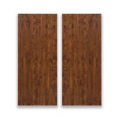 two brown bamboo blinds on white background