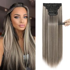 PRICES MAY VARY. MORE VOLUME - At 320g 28 inches, REECHO's thickest and largest hair extensions set ever! Each pack includes: 2 pieces of 4.7 inches wide 2 clips in wefts;1 piece of 6.5 inches wide 3 clips in weft;1 piece of 7.7 inches wide 4 clips in weft DIY FUN - You can decide how many pieces to wear.The customer who have the baby hair no longer think the hair extensions as heavy job.If the hair extensions is long for you, you can cut it by scissors MATERIALS - Heat Resistant Fiber,able to r Cool Brown Hair With Highlights, Selfcare Items, Easy Hair Extensions, Cool Brown Hair, Platinum Blonde Highlights, Jet Black Hair, Black Hair With Highlights, Fake Hair, Ash Brown