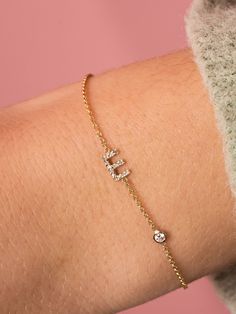 Meet our best-selling, monogrammed Pave Diamond Initial Bracelet. It’s a favorite for flaunting your own initials or keeping your children and loved ones close to your heart — and it’s the most thoughtful gift for life’s monumental occasions. Start with one diamond-covered initial of your choosing and add diamonds or heart charms if you’d like — we can even add initials and add-ons later, too! Please note that custom jewelry is final sale. If you have any questions before placing your order, jus Classic Initials Bracelet, Perfect As Gift, Luxury Initials Bracelet, Initial Bracelet Diamonds, L Initial Bracelet, Classic Adjustable Initials Bracelet, Initial Jewelry, Initial Bracelet, Unisex Jewelry, Personalized Bracelets