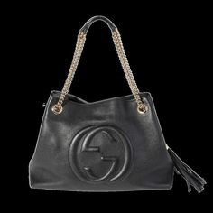 Gucci Pebbled Medium Chain Black Leather Shoulder Bag Bag Length: 14 In Bag Depth: 6 In Bag Height: 9.5 In Gucci Leather Shoulder Bag With Logo Hardware, Black Gucci Shoulder Bag With Logo Hardware, Gucci Evening Bag With Logo Hardware, Classic Gucci Bag With Logo Hardware, Gucci Bags With Logo Hardware For Evening, Chic Gucci Textured Leather Shoulder Bag, Chic Gucci Shoulder Bag With Metal Logo, Luxury Gucci Bags With Metal Logo, Elegant Gucci Bag With Metal Logo