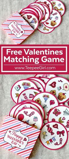 free valentine's day matching game for kids to play with