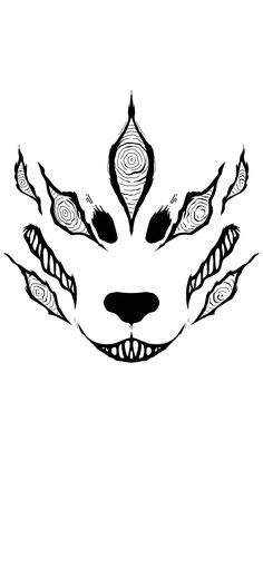 a black and white drawing of an animal's face