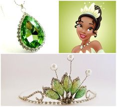 the princess and the frog necklace has been made with swarong crystals, which are green