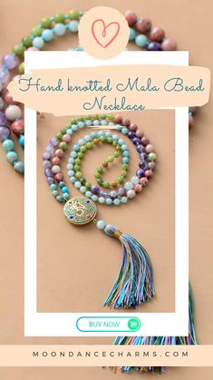 Hand Knotted Mala Bead Necklace. This colorful Mala Necklace will support your intentions and will gently remind you of them throughout your day. Check out our mala necklace collection and Get inspired by the meaning of the mala beads. Malas and meditation go hand in hand. They help you to enhance your spiritual practices. We offer a great variety of prayer beads, meditation tools, Japa mala 108 beads, and 27. Check our website to see more> Multicolor 108 Beads Mala For Meditation, Multicolor Mala With 108 Beads For Meditation, Adjustable Bohemian Mala For Healing, Spiritual Round Bead Jewelry For Yoga, Bohemian Mala With 8mm Beads For Healing, Bohemian Mala With Colorful Beads For Meditation, Adjustable Hand-strung Mala For Healing, Spiritual 108 Beads Mala For Yoga, Spiritual Beaded Mala For Healing