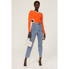 Orange jersey (95% Cotton, 5% Spandex). Top. Long sleeves. Crewneck. Pull on. 25.5" from shoulder to hemline. Imported. Spring Crew Neck Long Sleeve Top, Orange Jersey, Spandex Top, Rent The Runway, Contrast Trim, Long Sleeves, Spandex, Crew Neck, Orange