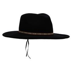 Unisex Leather Band Pinched Crown Large Brim Wool Fedora Hat100% wool.M(57cm), L(59cm) and XL(61cm) sizes.Leather band, pinched and 3 1/2 inches deep crown.Large and 2 1/2 inches wide brim.Adult/Unisex. Great for those enjoying fedora and Western style hats.Fall and Winter.13 1/2(W) X 15(L) X 5(H) inches.Thick, soft and durable material.Dry clean only.Imported. Black Wool Hat Band For Rodeo, Black Wool Fedora For Winter, Black Wool Hat Bands For Winter, Black Wool Hat Bands For Fall, Black Wool Hat Band For Fall, Black Western Hats For Travel, Black Western Style Hats For Travel, Western Style Black Fedora For Travel, Flat Brim Winter Fedora For Festivals