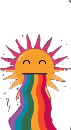 an image of a cartoon sun with rainbow hair