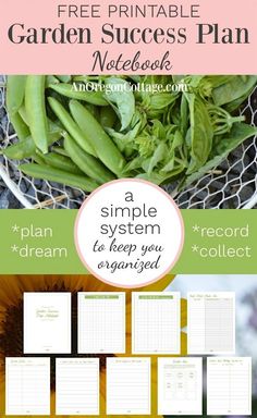 an image of a garden planner with the text, free printable garden success plan