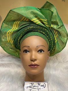 African autogele, ready to wear gele, African hat, traditional wedding hat, pre-tied headgear, headwrap, Head-tie.  * Adjustable Velcro/plaster straps behind. * Aso Oke , Women  * Size: One size fits most * Classic turban style, Solid color * Auto-gele  African head tie of Nigerian  * 100% brand new and high quality! No Refund/No Returns/No Exchange Kindly allow a difference of the picture/pattern of your item(s) between the real-life image and the photographic image on the website. Traditional Yellow Adjustable Headwrap, Traditional Adjustable Yellow Headwrap, Traditional Fitted Costume Hats And Headpieces, Traditional Fitted Headscarf, Traditional Fitted Headband, Traditional Fitted Headband Headpiece, Traditional Adjustable Headscarf For Wedding, Traditional Adjustable Headwrap Headband, Traditional Green Turban