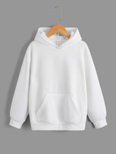 Plain White Hoodie, White Hoodie Mockup, Hoodie Polos, White Hoodie Men, Shein Kids, Drop Shoulder Hoodie, Plain Hoodies, Thermal Hoodie, Hoodie Mockup