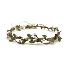 Green leaf Flower Crown, Green halo tiara, Bridesmaid leaf headband, Rustic crown flower girl headpiece, Wedding Headband, Bohemian Crown Forest Tiara Fairy Crown, Cottagecore Crown, Nature Tiara, Leave Crown, Nature Headpiece, Flower Crown Green, Plant Crown, Forest Crown, Green Flower Crown