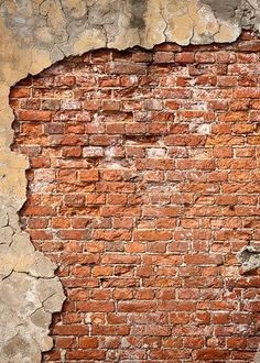 an old brick wall that has been torn down and is being used as a background