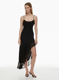 RAVISH DRESS | Aritzia Aritzia Style, Aritzia Dress, Ruffle Maxi Dress, Gracie Abrams, Scoop Neck Dress, Chiffon Ruffle, Ruffled Maxi Dress, Dress Pant, Sheer Fabrics