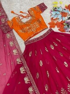 Bridal Lehenga Choli Designer Lehenga Indian Wedding Dress Bollywood Lehenga | eBay Semi-stitched Lehenga For Ceremony And Festive Occasions, Sharara With Pallu For Ceremony And Eid, Festive Semi-stitched Lehenga For Ceremony, Ceremonial Sharara With Pallu For Eid, Embroidered Choli For Eid Ceremony, Diwali Ceremony Choli With Zari Work, Sharara For Eid Ceremony, Eid Ceremony Sharara With Pallu, Ceremonial Sharara For Eid