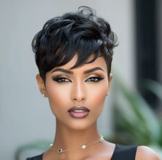 Short Hair Off Face Pixie Haircuts, 30s Hairstyles Black Women, Short Quickweave Styles, Short Hair Styles Pixie Black Women, Short Black Hair Styles, Short Hair Styles For Black Women, Short Sassy Hair Black Women, Short Hair Pixie Cuts Black Women