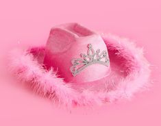 Pink velvet super cute Cowgirl Hat Cowgirl Dress Up, Tiara Design, Cowgirl Halloween, Pink Bachelorette Party, Rhinestone Cowboy, Festival Fits, Pink Cowboy Hat, Pink Cowboy, Cowgirl Look