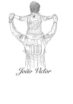 a drawing of a man with his hands on his hips and the words jojo victor above him