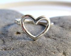 Heart Ring, Sterling Silver, Love, Sweetheart, Anniversary Gift Idea, Bridal, Bridesmaids, Wedding Jewelry, Handmade Hawaii, Girls Rings - Etsy Surfer Girl Gifts, Gold Wave Ring, Rings Etsy, Gold Waves, Silver Heart Ring, Wave Ring, Rings For Girls, Personalized Rings, Thumb Rings