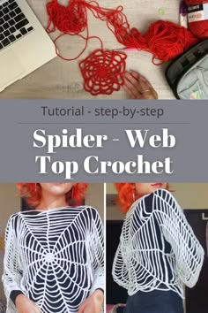 the spider web top crochet is being worked on